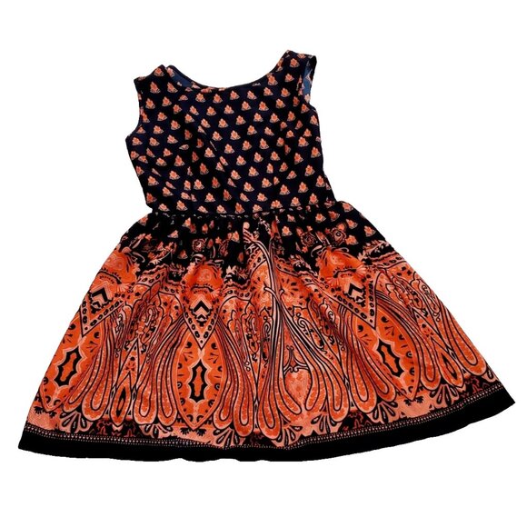 Ultra Pink Size M Black and Orange Floral Boho Side Zip Dress - Picture 2 of 14